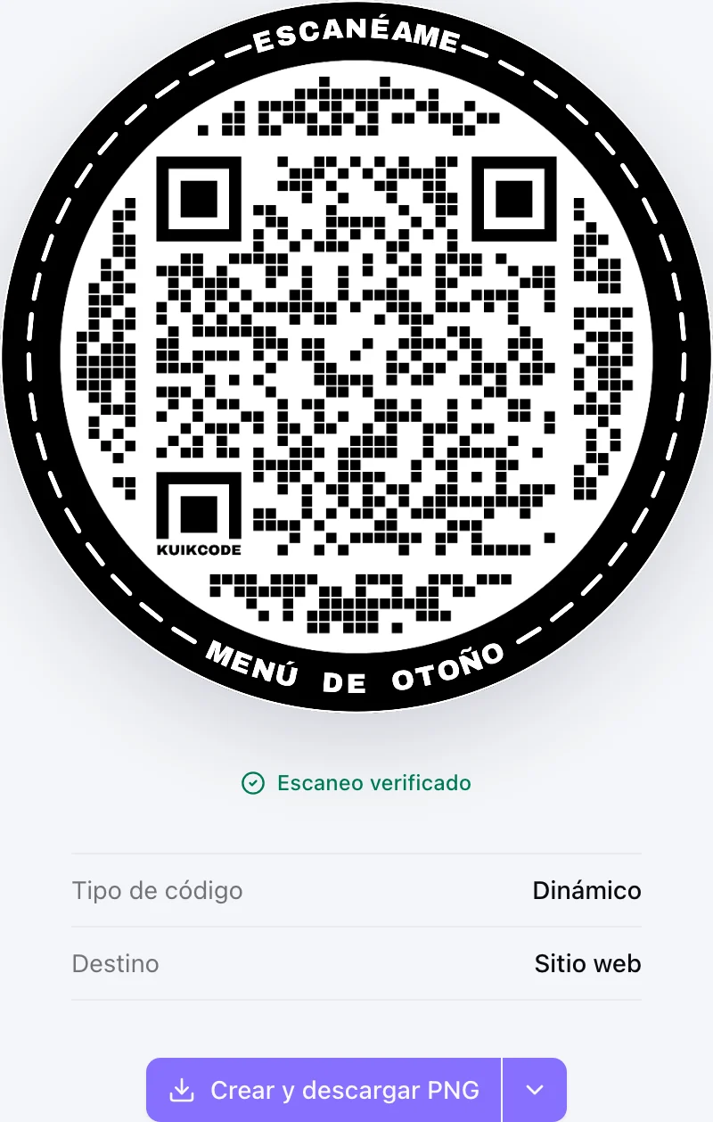 El resultado: SCAN ME arriba, FALL MENU abajo, una forma repetida de guiones alrededor de la banda y un anillo exterior delgado