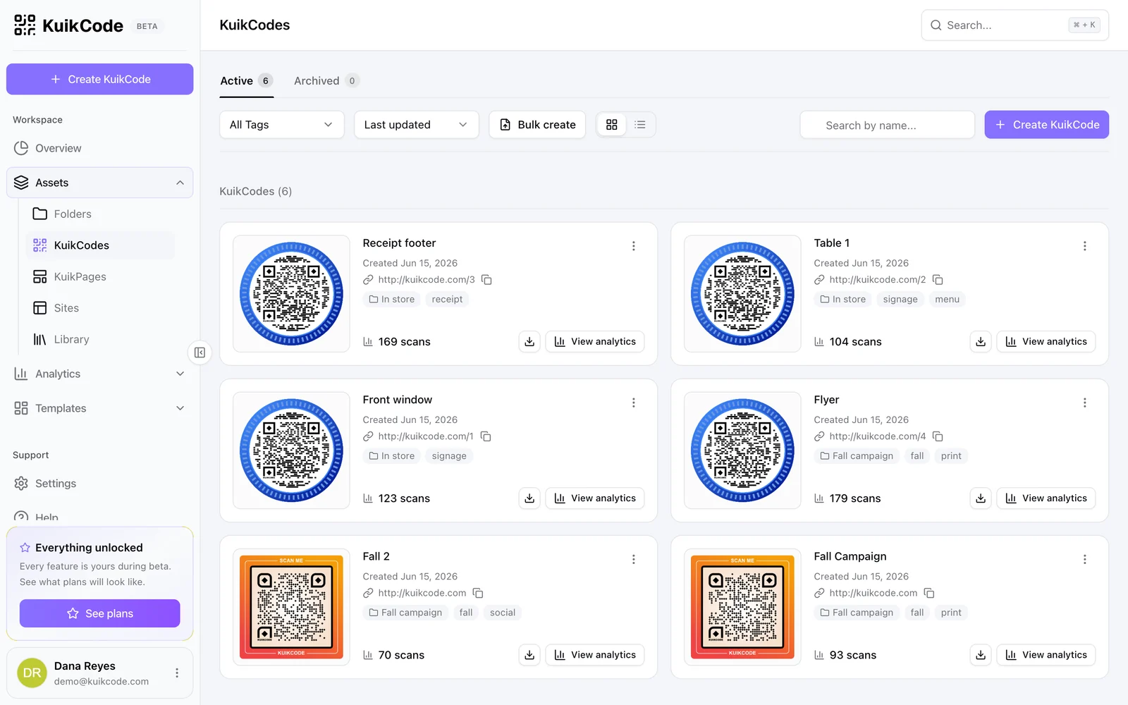 The KuikCodes collection as cards