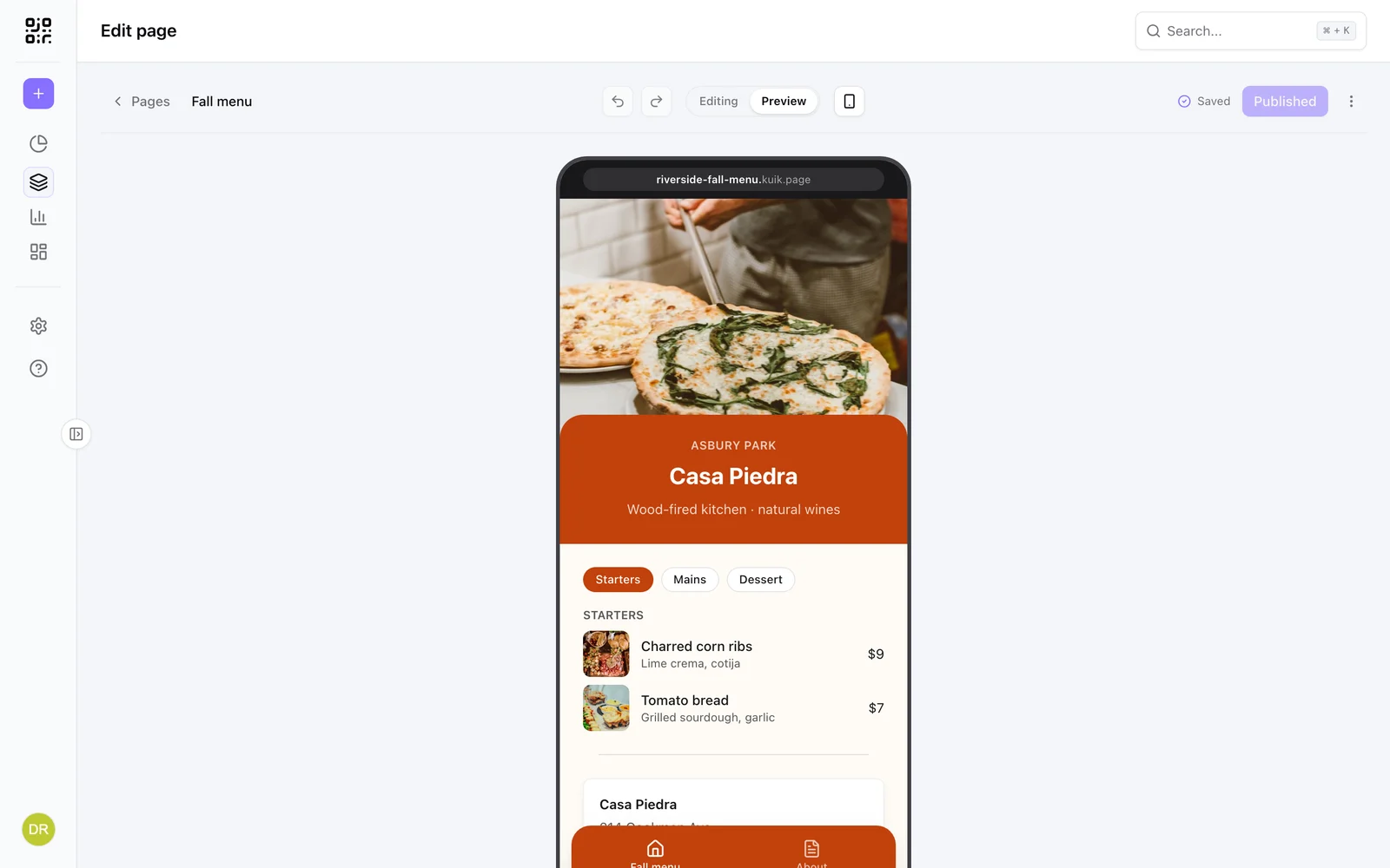 Preview mode on the canvas