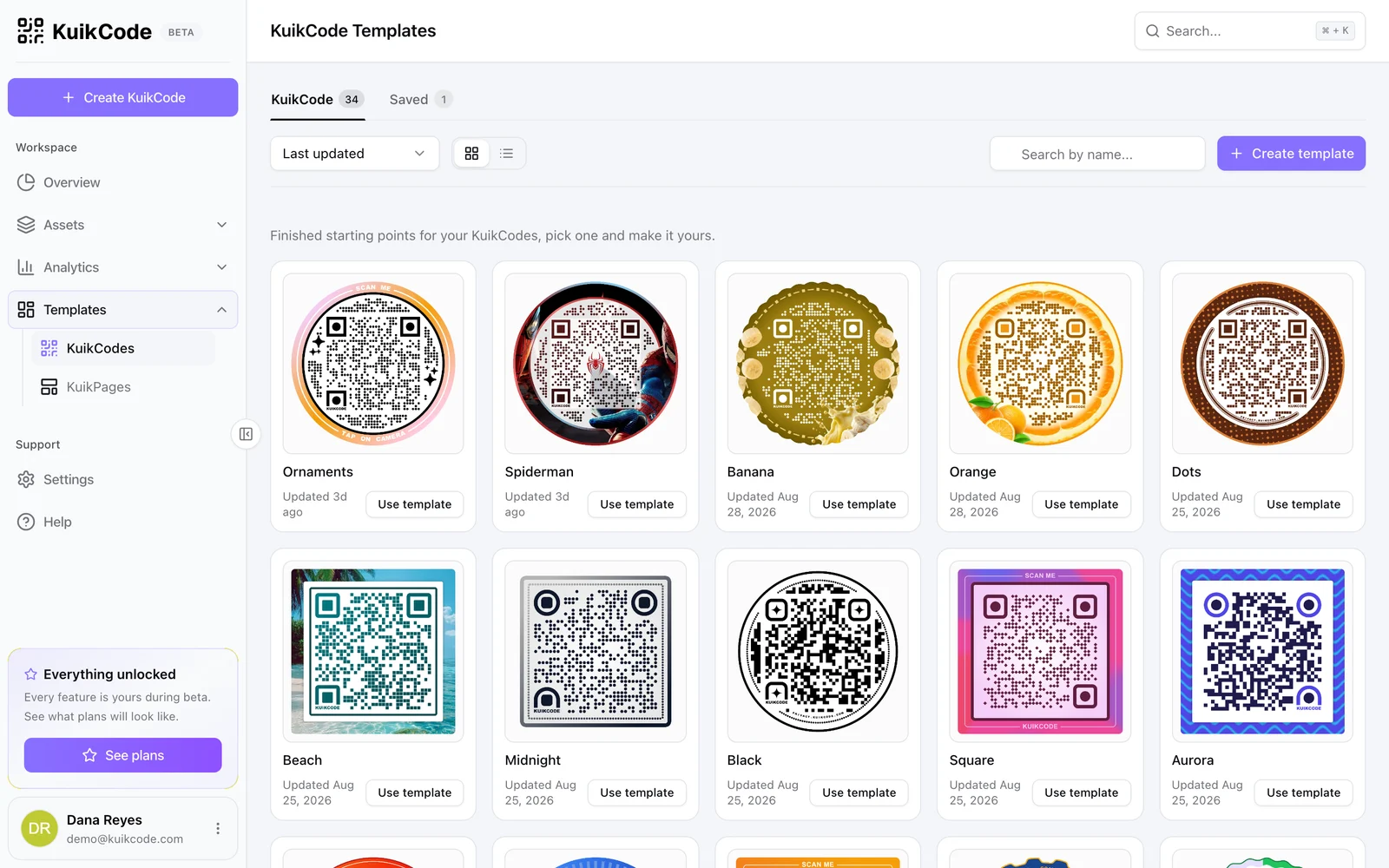 The KuikCode templates gallery
